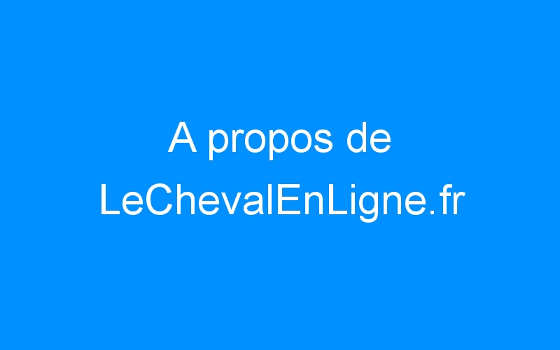 You are currently viewing A propos de LeChevalEnLigne.fr