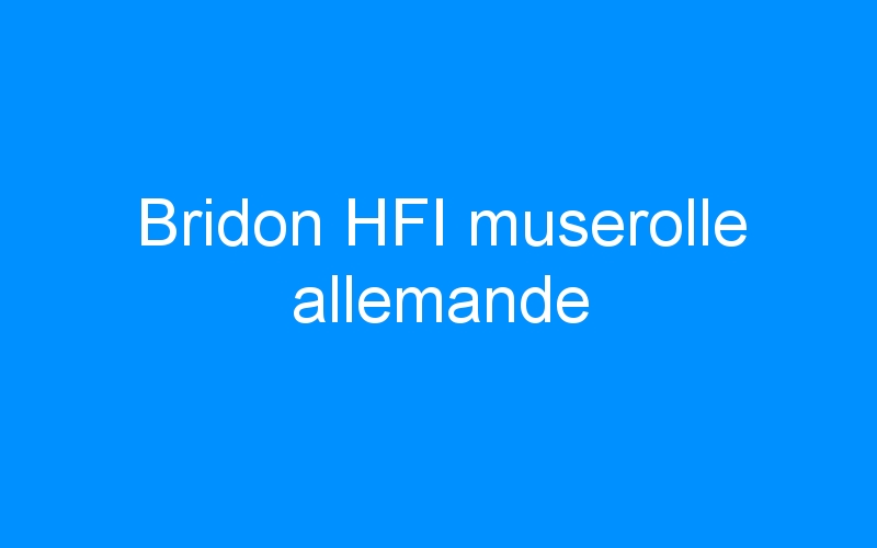 You are currently viewing Bridon HFI muserolle allemande