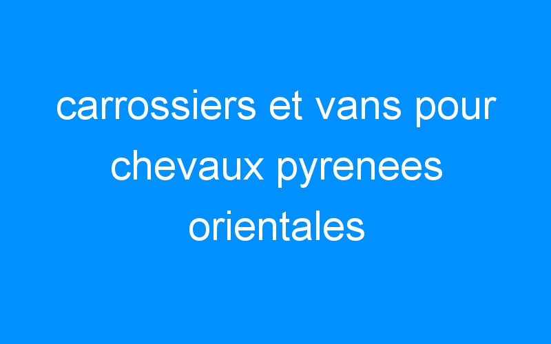 You are currently viewing carrossiers et vans pour chevaux pyrenees orientales