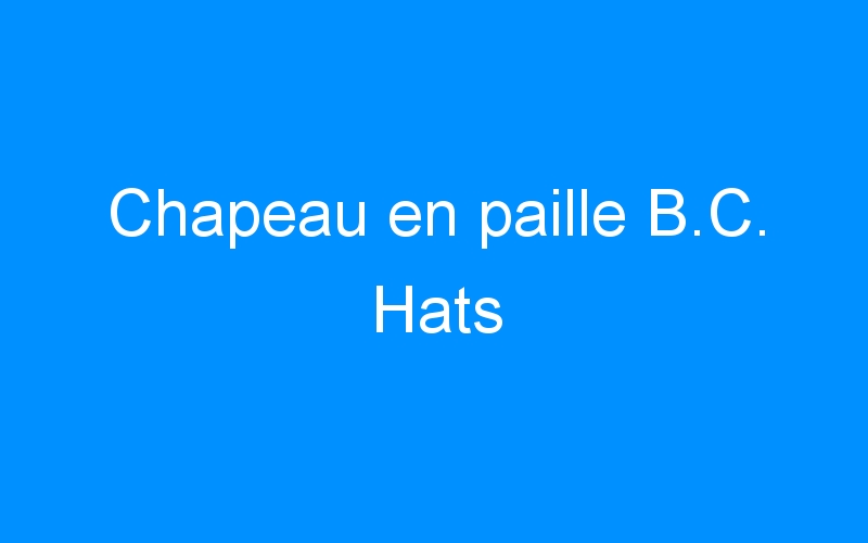 You are currently viewing Chapeau en paille B.C. Hats