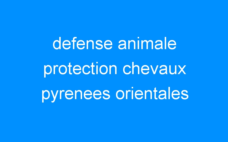 You are currently viewing defense animale protection chevaux pyrenees orientales