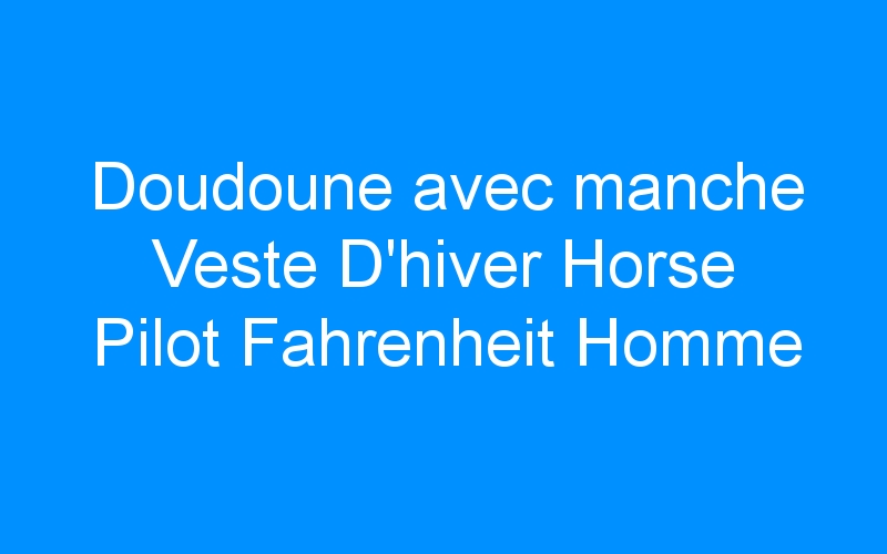 You are currently viewing Doudoune avec manche Veste D’hiver Horse Pilot Fahrenheit Homme