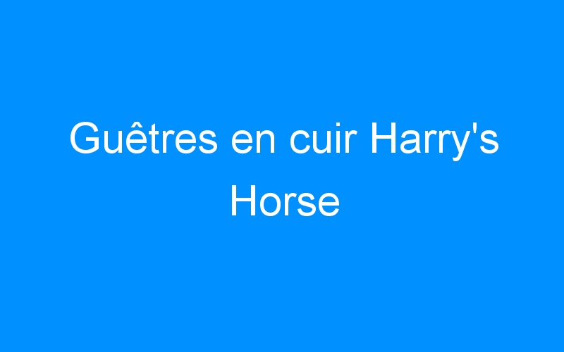 You are currently viewing Guêtres en cuir Harry’s Horse