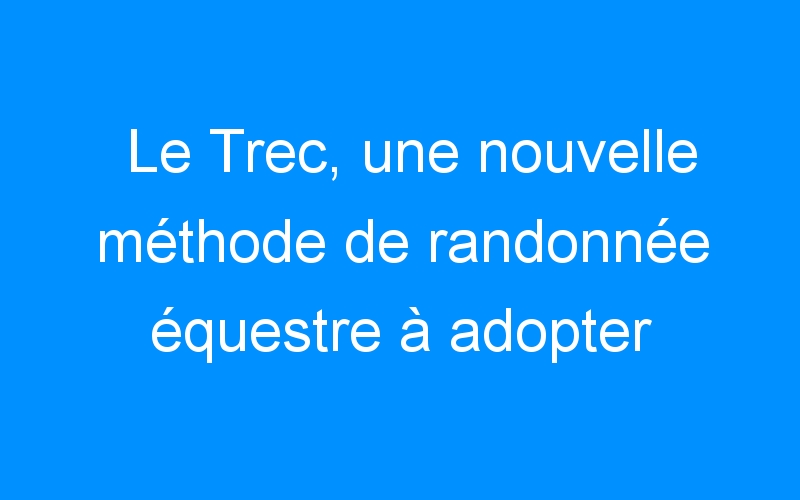 You are currently viewing Le Trec, une nouvelle méthode de randonnée équestre à adopter