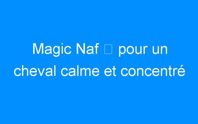 Magic Naf ⇒ pour un cheval calme et concentré