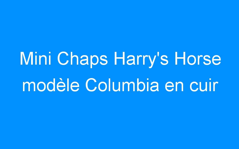 You are currently viewing Mini Chaps Harry’s Horse modèle Columbia en cuir