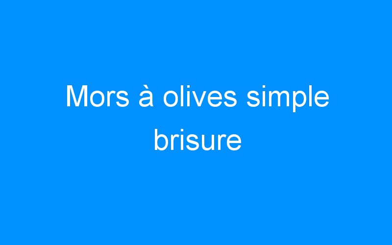 You are currently viewing Mors à olives simple brisure