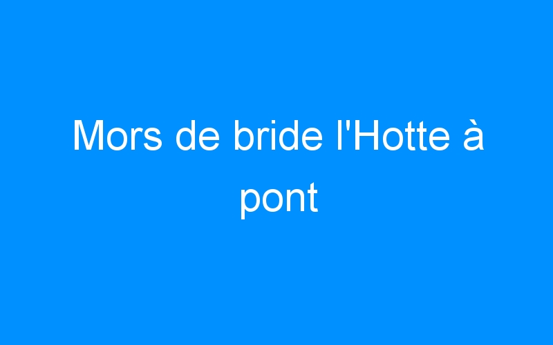 You are currently viewing Mors de bride l’Hotte à pont