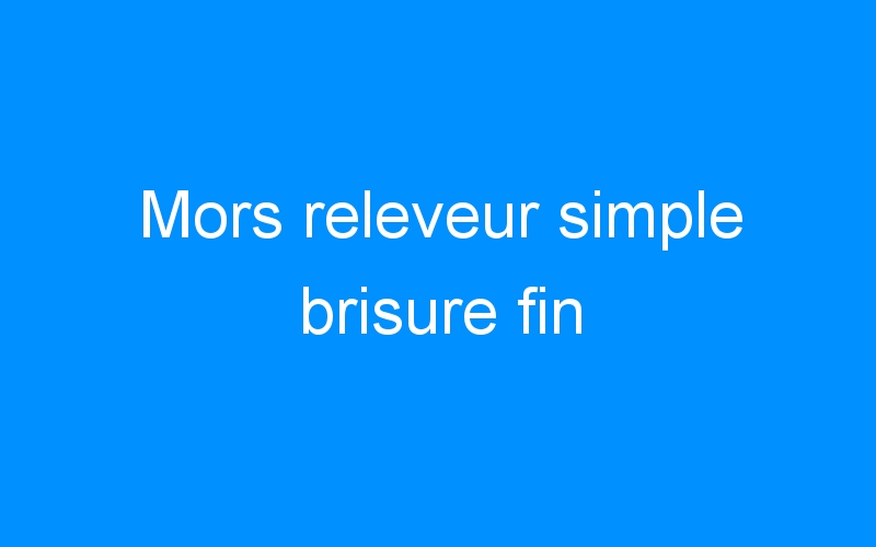You are currently viewing Mors releveur simple brisure fin