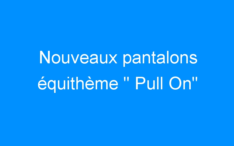 You are currently viewing Nouveaux pantalons équithème  » Pull On »