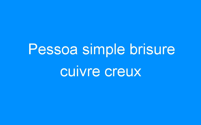 You are currently viewing Pessoa simple brisure cuivre creux
