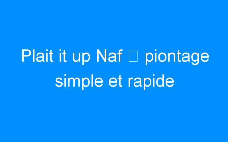 You are currently viewing Plait it up Naf ⇒ piontage simple et rapide