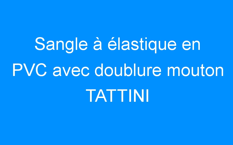 You are currently viewing Sangle à élastique en PVC avec doublure mouton TATTINI